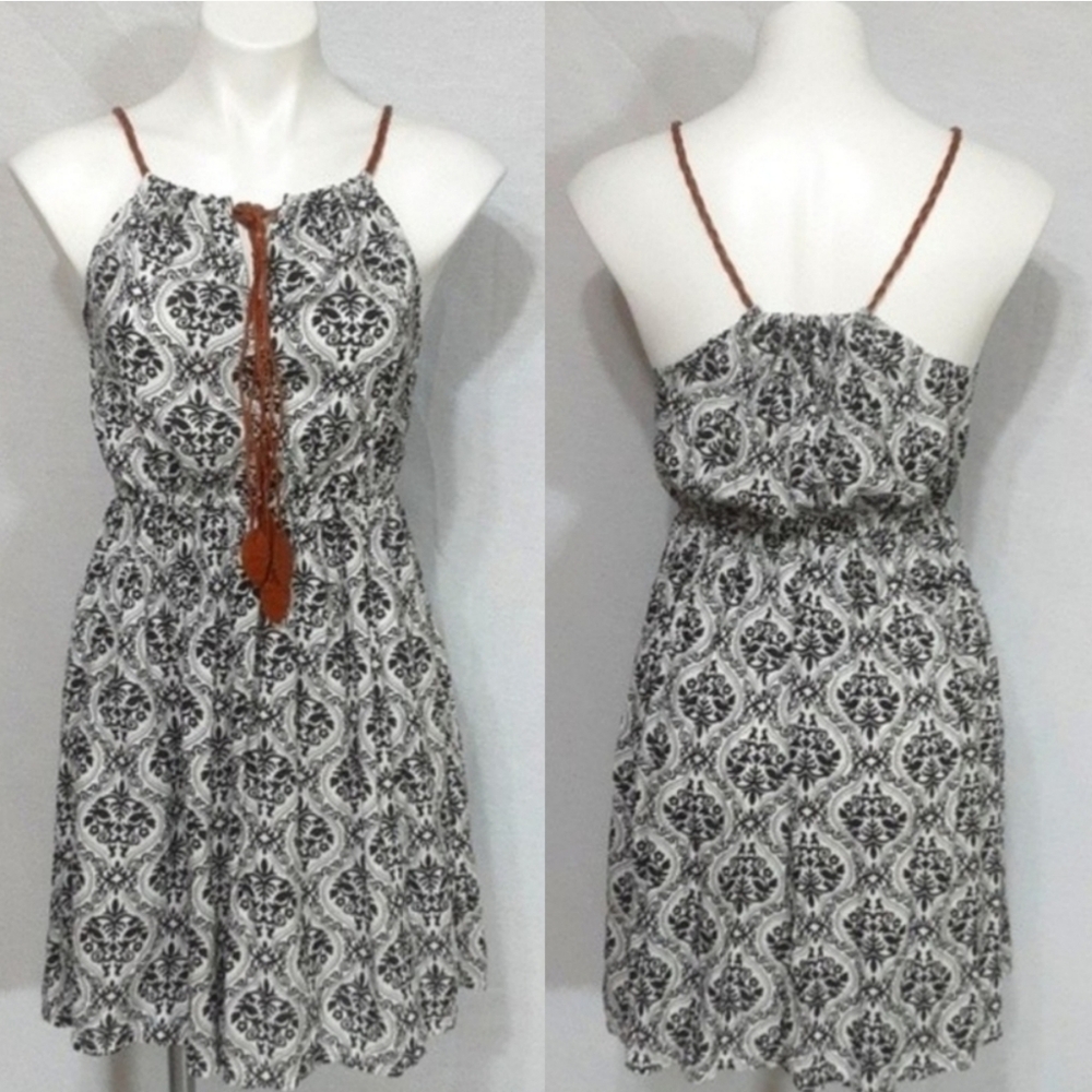 Women’s Casual Mini Dress Small Braided Faux Leather Straps Sundress Cute Boho